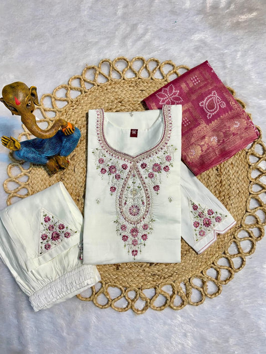 Elegant Straight Kurti Pant Dupatta Set