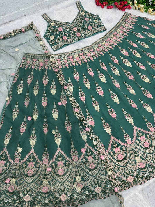 Faux Georgette ,Pearwork Lehenga