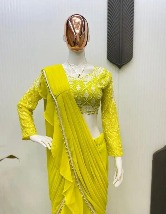 Fancy Georgette Ready to wear Lehenga Saree