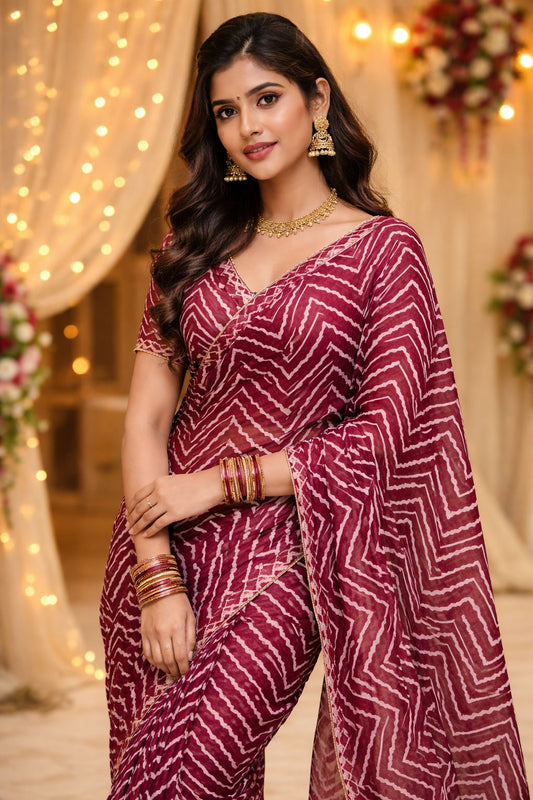 Shimmer Leheriya Print Saree