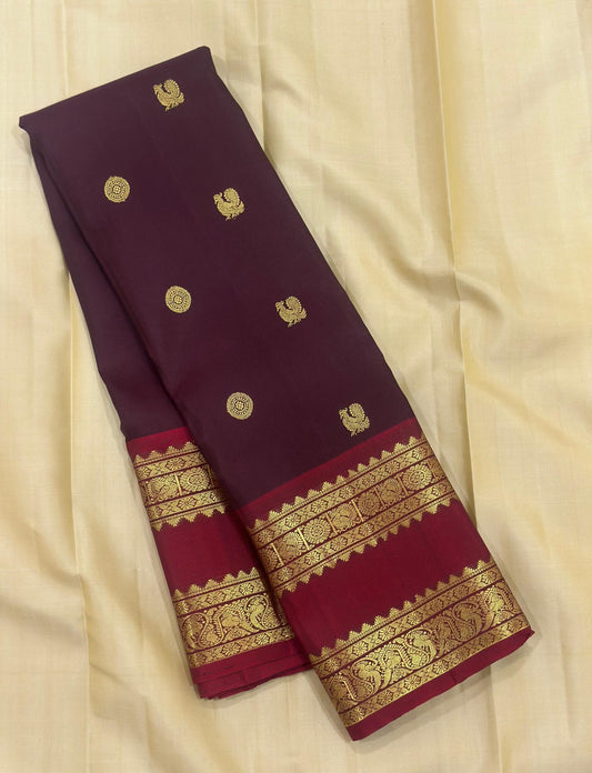 Deep Wine Vintage Kanjeevaram Silk