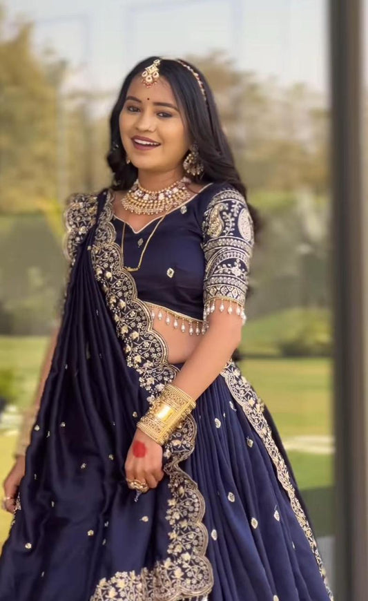 Royal Blue Heavy Embroidered Lehenga Choli