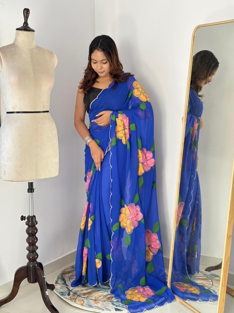 Khatali Cutdana Handwork Georgette Saree