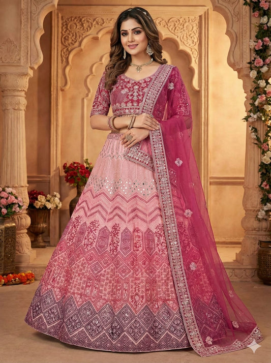 Pink Designer Heavy Sequencework Lehenga