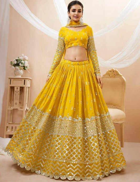 Beautiful Zari Embroidered Haldi Outfit