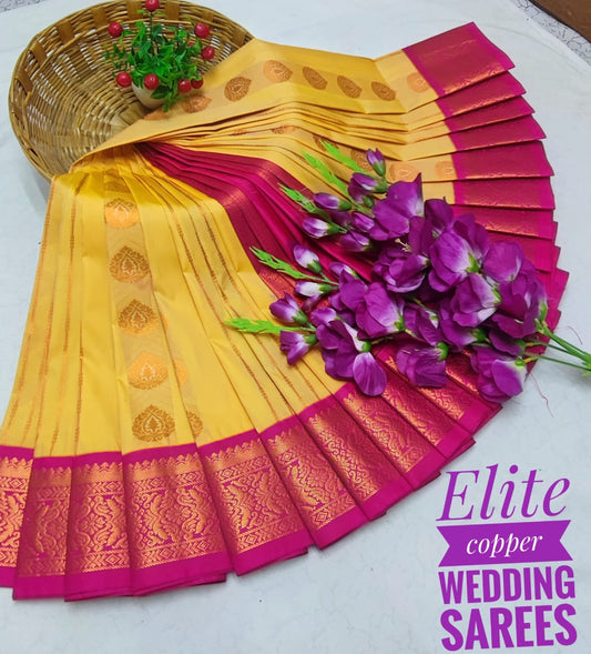 Mayil Pattu Elite Copper Silk Wedding sarees