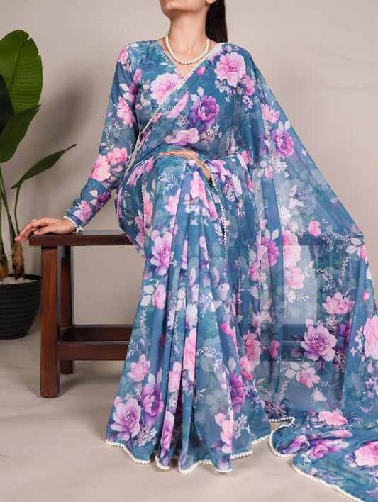 Floral Marble Saree