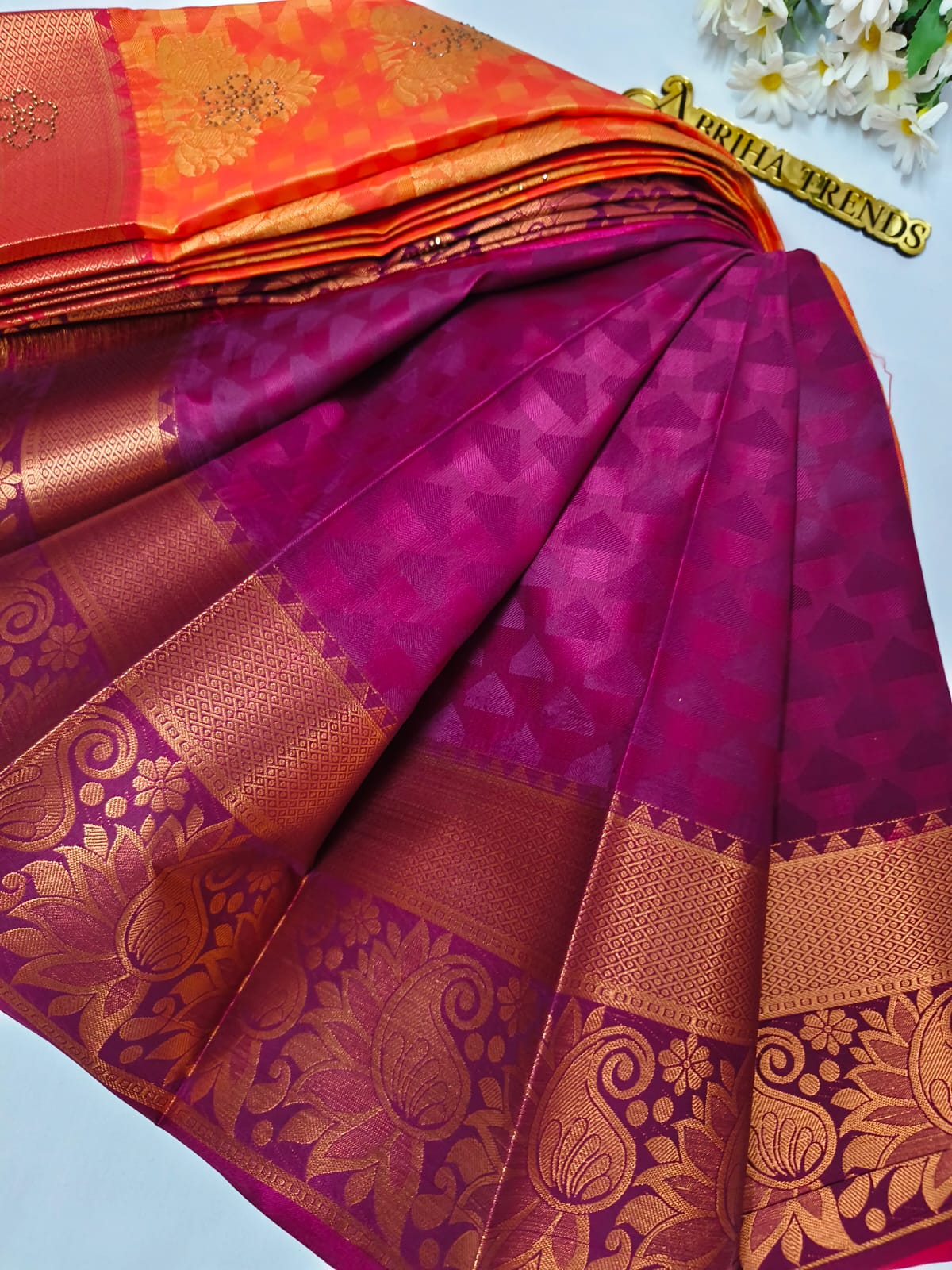 Red-Orange Softsilk Saree