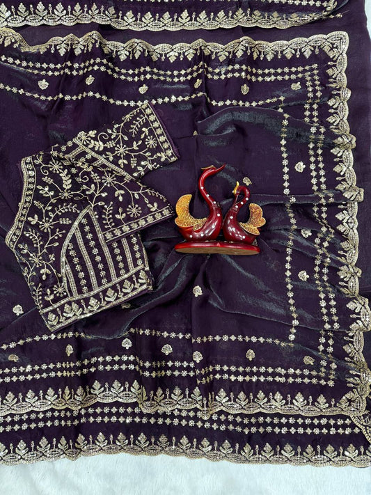Designer Soft Spacesilk Sarees with Zari Embroidery