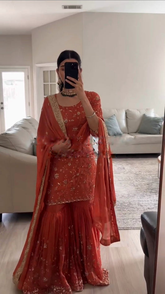 Partywear Designer Sharara Set