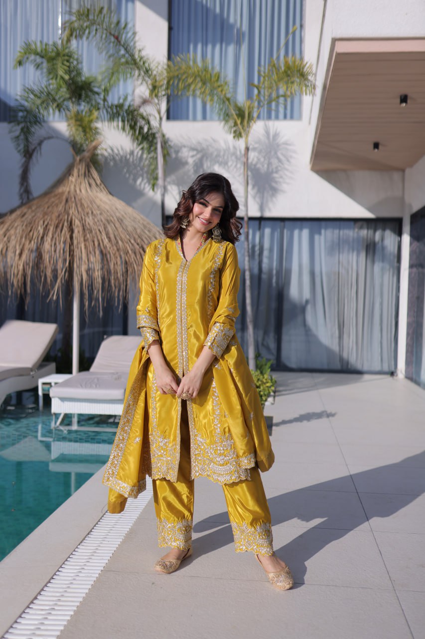 Designer Suit with Sequence and Zari Embroidery