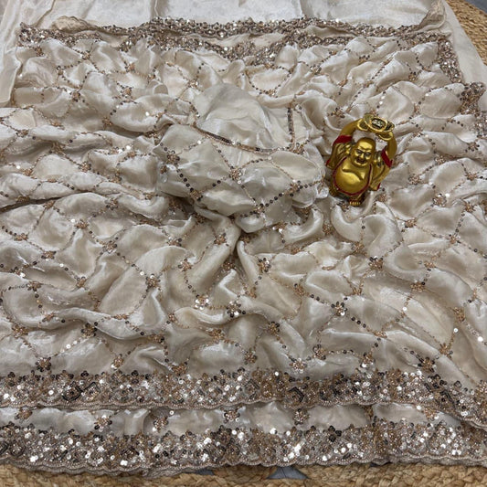 Designer Handwork Saree with cutdana work