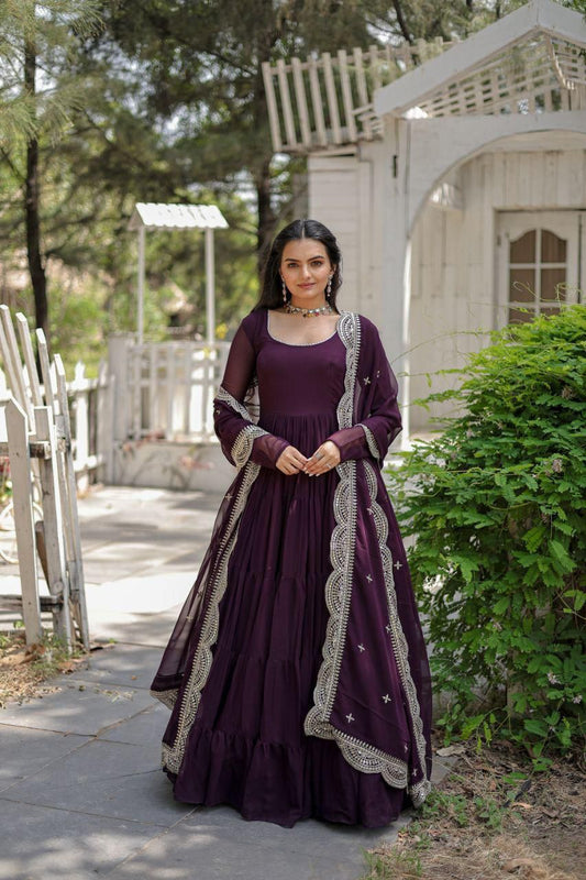 Flaux Georgette Gown with Designer Dupatta
