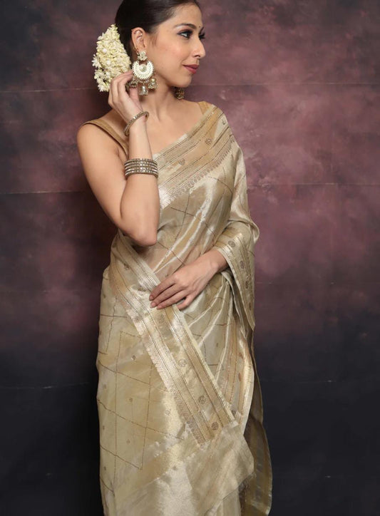 Tissuesilk Saree with swarovski work