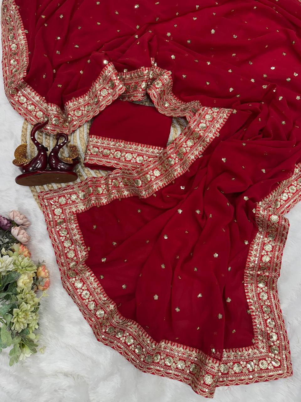 Pure Georgette Sequencework Saree