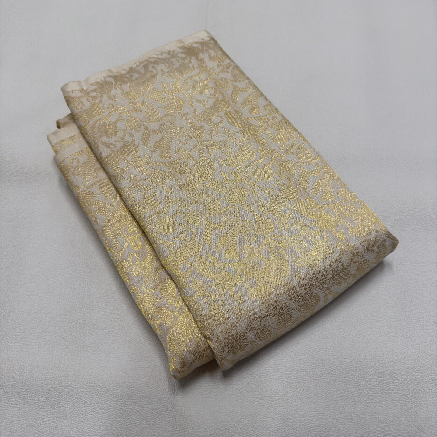 Pure Off White Kanchipuram Handloom Silk Saree