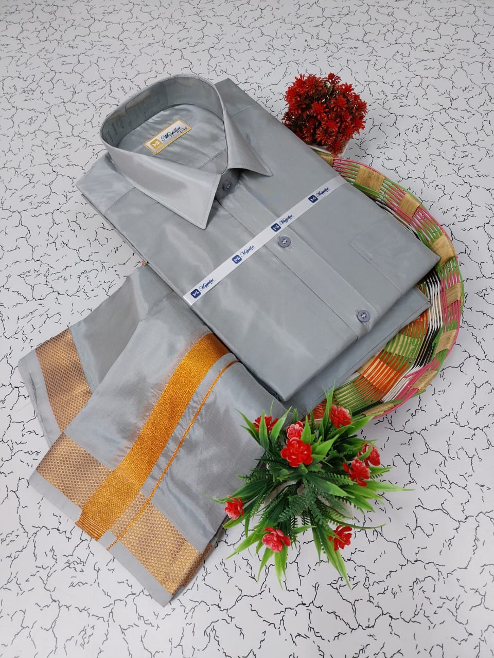 Grand and Luxurious Silk Men's Dhoti Set