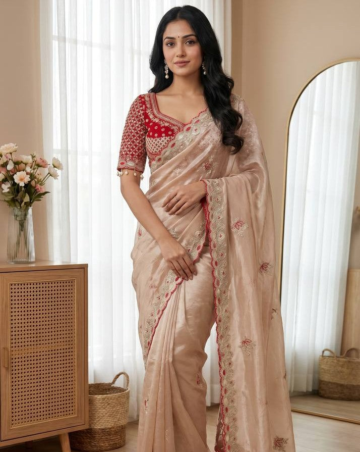 Fendy silk wedding saree draped view - Abriha Trends