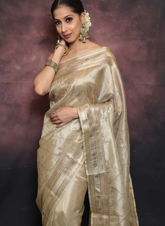 Tissuesilk Saree with swarovski work