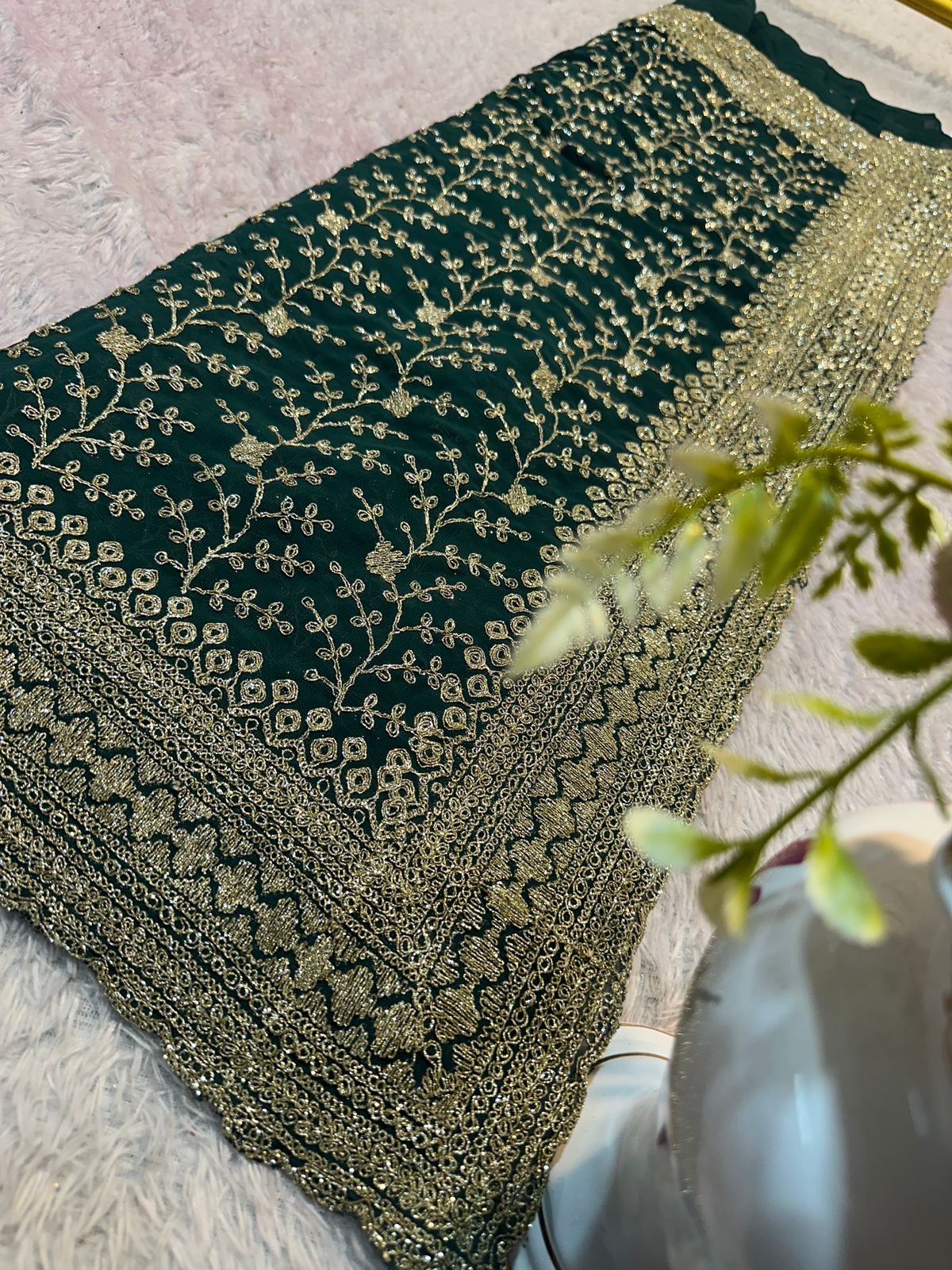 Premium Embroidery Cutwork Border Sarees