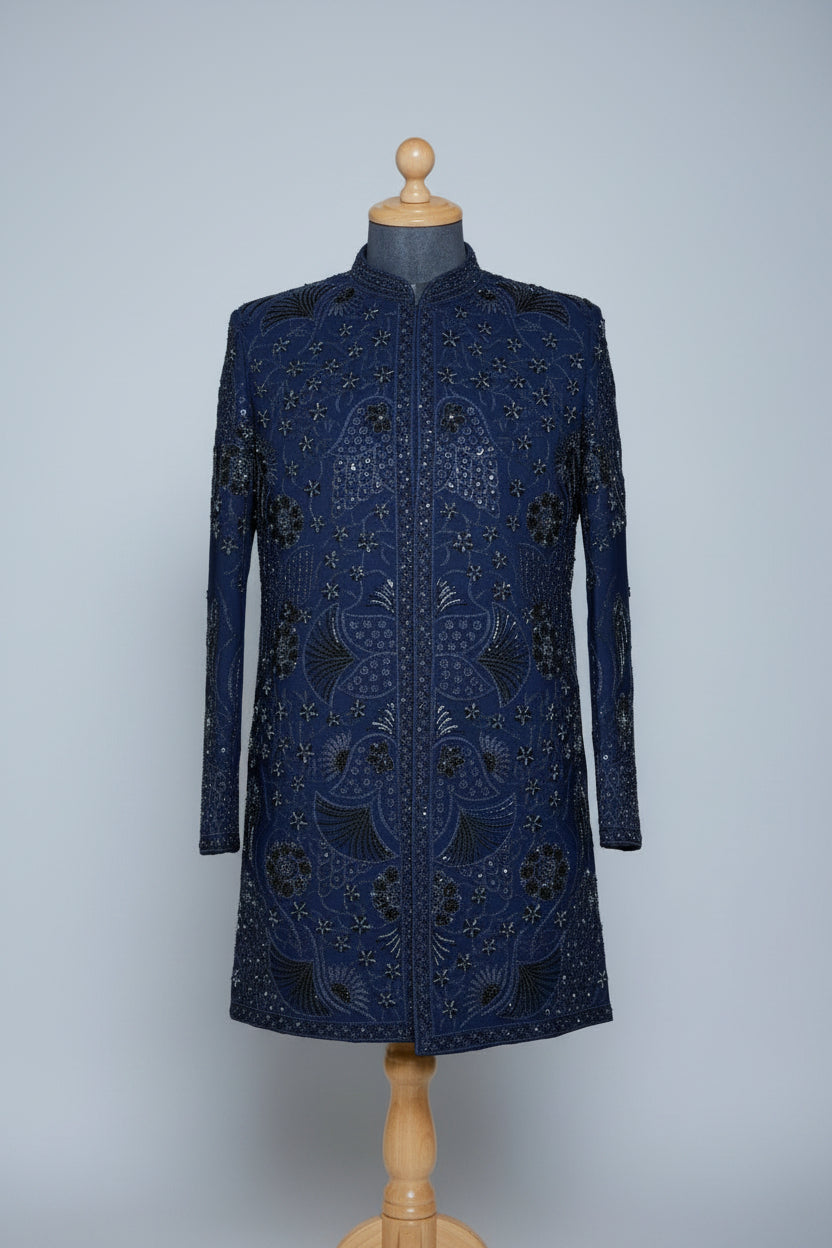 Royal Blue Indo-Western Sherwani