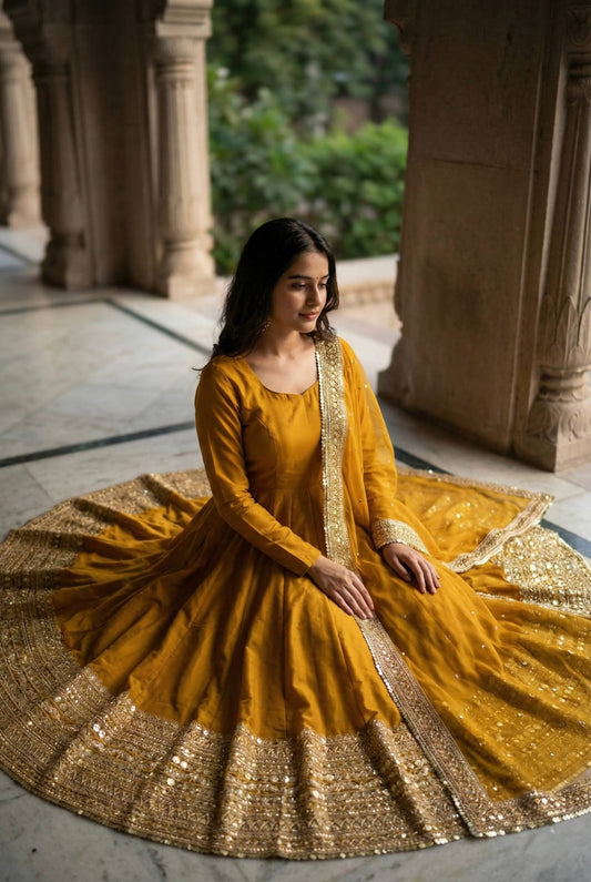 Heavy Sequencework Anarkali Gown