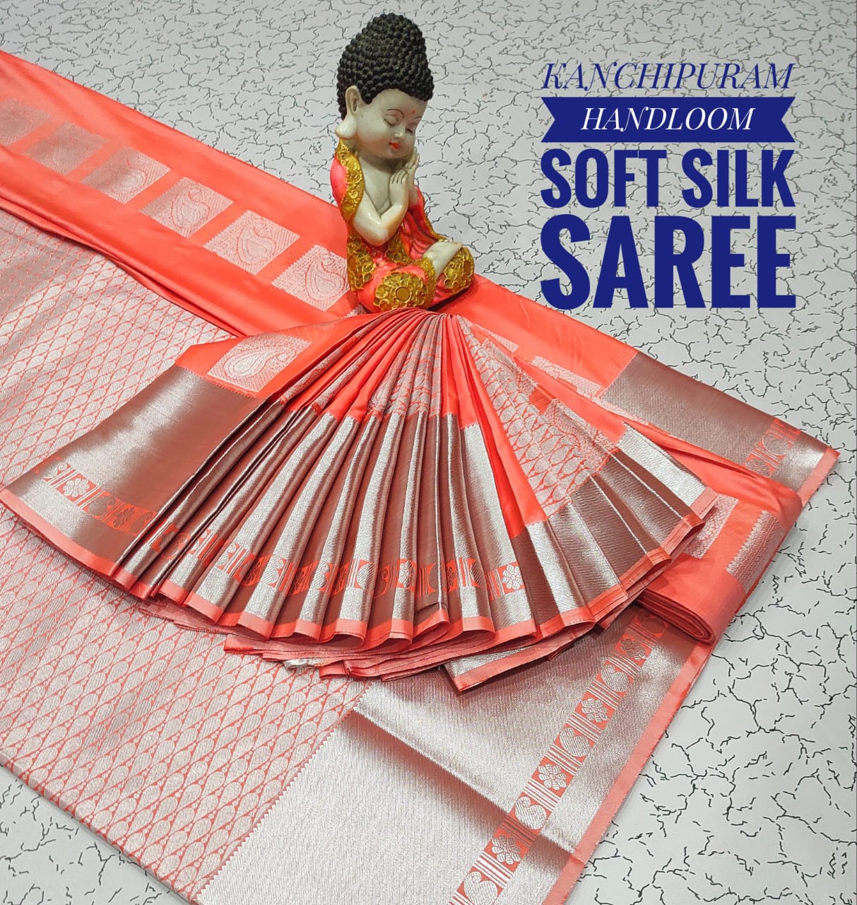 Semi Kanchipuram Rich Bhutta work embosed Silk Sarees