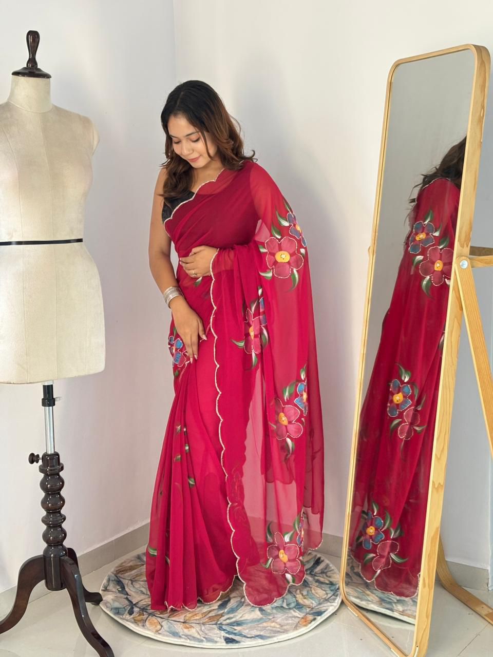 Khatali Cutdana Handwork Georgette Saree