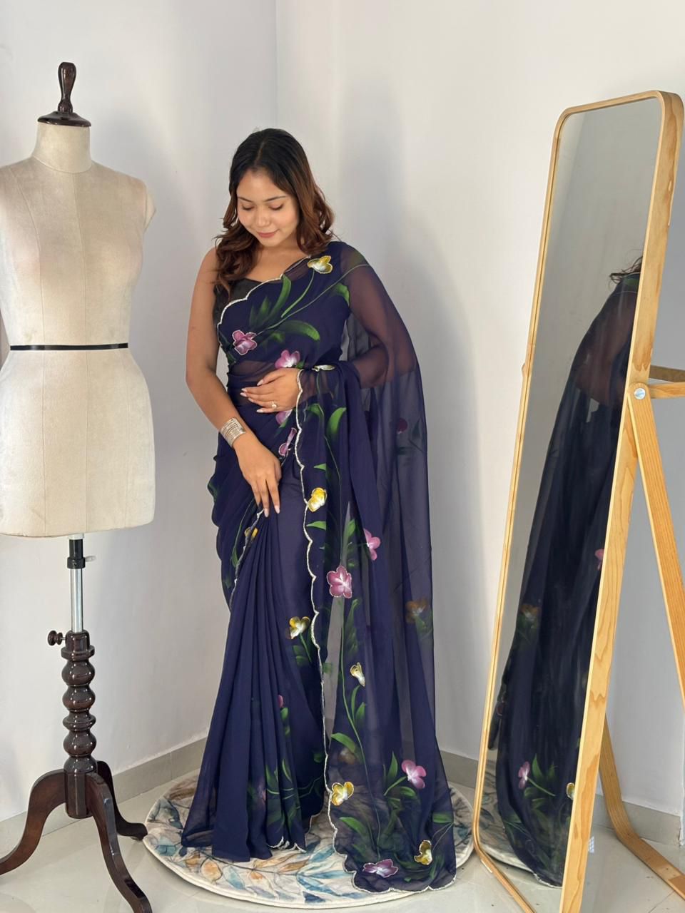 Khatali Cutdana Handwork Georgette Saree