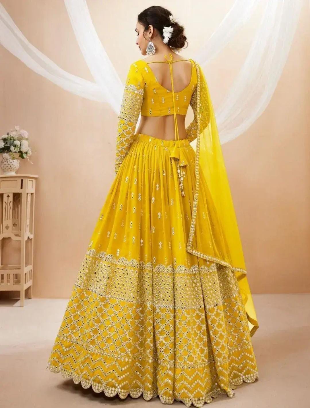 Beautiful Zari Embroidered Haldi Outfit