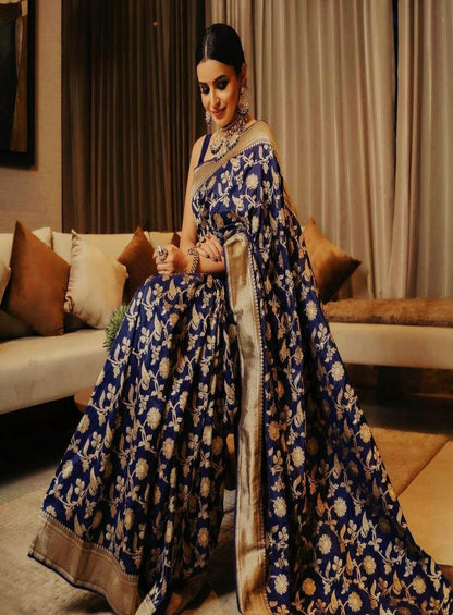 Royal Blue Banarasi SoftSilk Saree