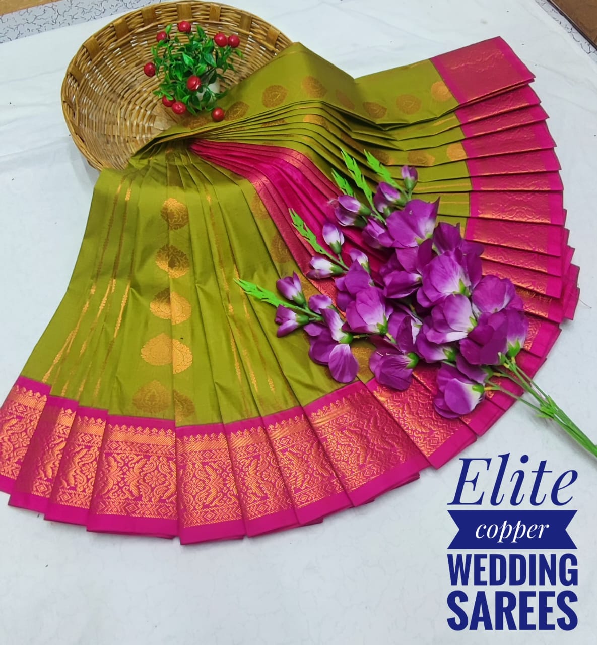 Mayil Pattu Elite Copper Silk Wedding sarees