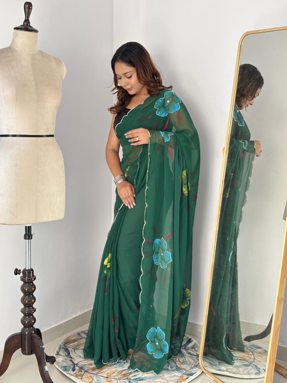 Khatali Cutdana Handwork Georgette Saree