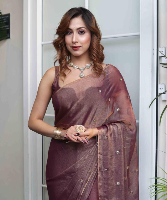 Aari Handwork Shimmer Banarasi Saree Collection