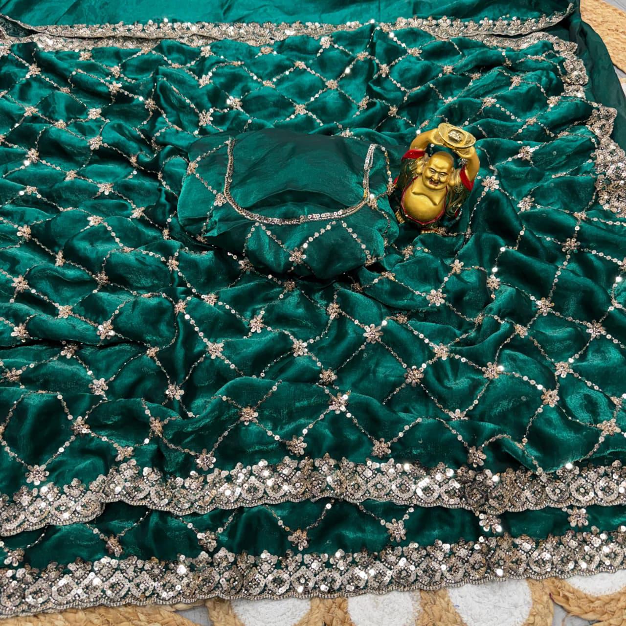 Designer Handwork Saree with cutdana work