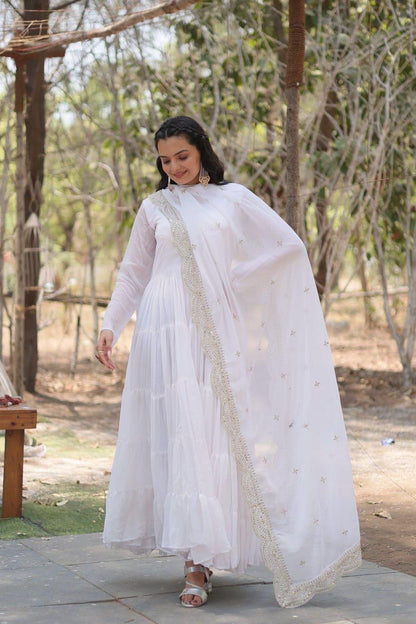 Flaux Georgette Gown with Designer Dupatta