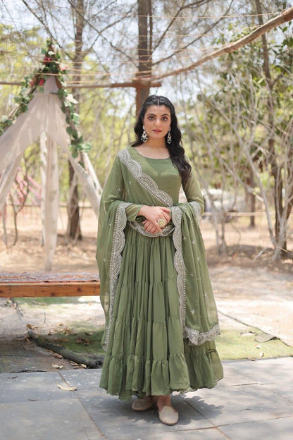 Flaux Georgette Gown with Designer Dupatta