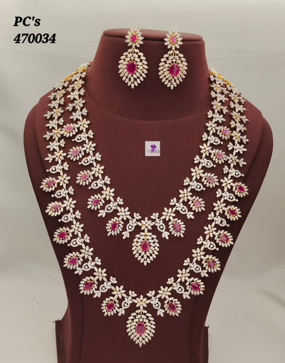 Majestic Ruby-Red and American Diamond Short-Haram Set