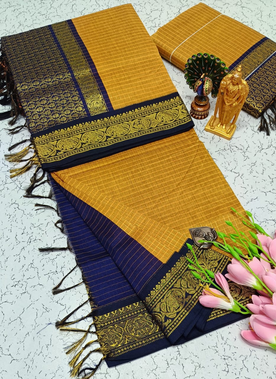 Checked Kalyani cotton saree/Lata Gadwal Paithani Sarees