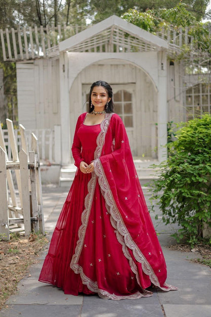 Flaux Georgette Gown with Designer Dupatta