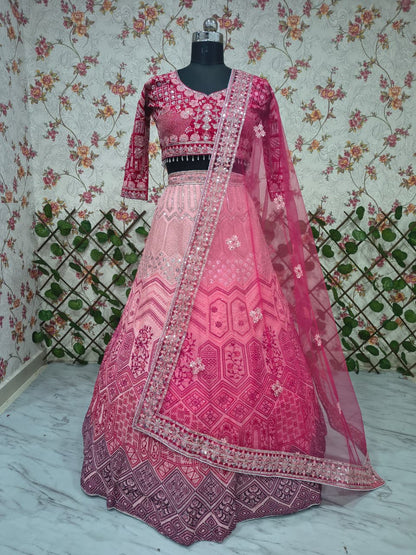 Pink Designer Heavy Sequencework Lehenga
