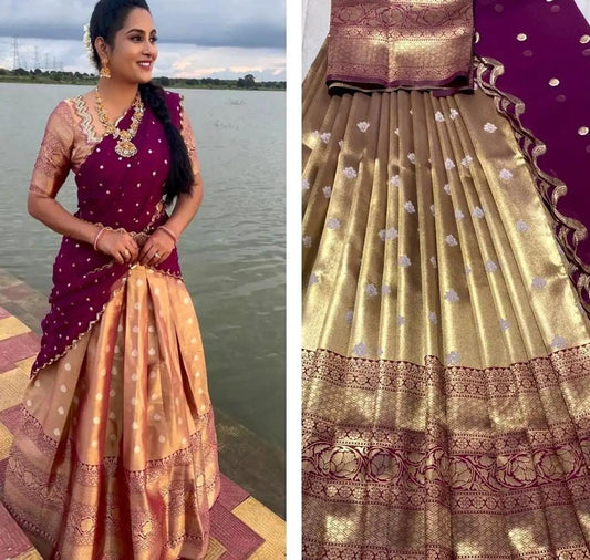 Kanjeevaram Silk Pure Zari Half Saree