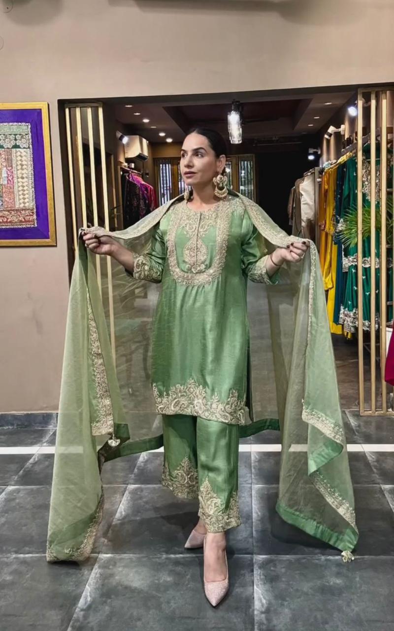 Designer Silk Heavy Embroidered Suit