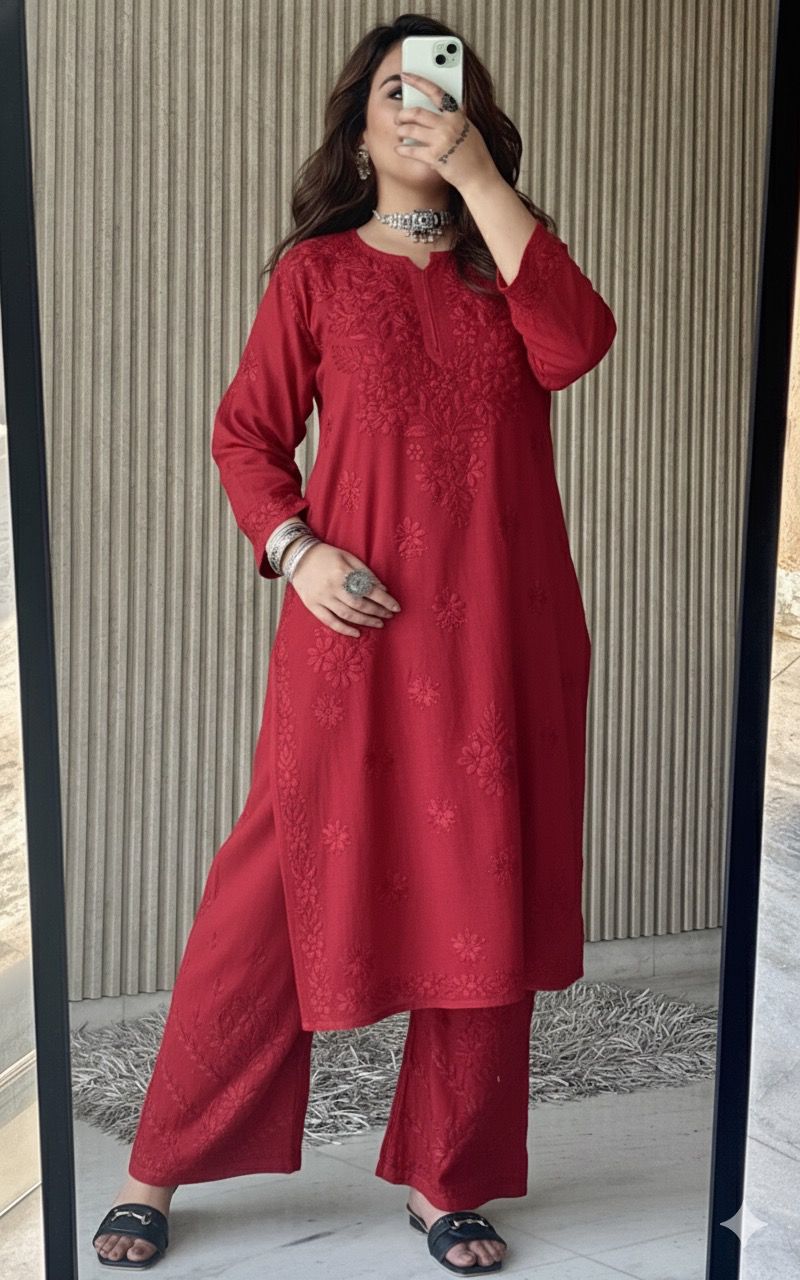 Lucknowi Chikankari Beautiful Designer Dyeable Rayon Plazo Set