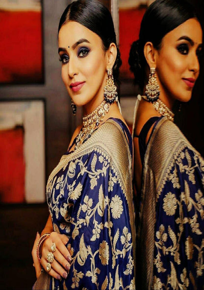Royal Blue Banarasi SoftSilk Saree