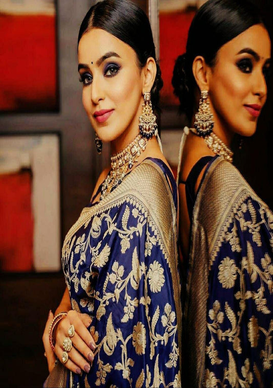 Royal Blue Banarasi SoftSilk Saree
