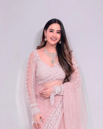 Relaunch- Designer Sequence Pink Saree