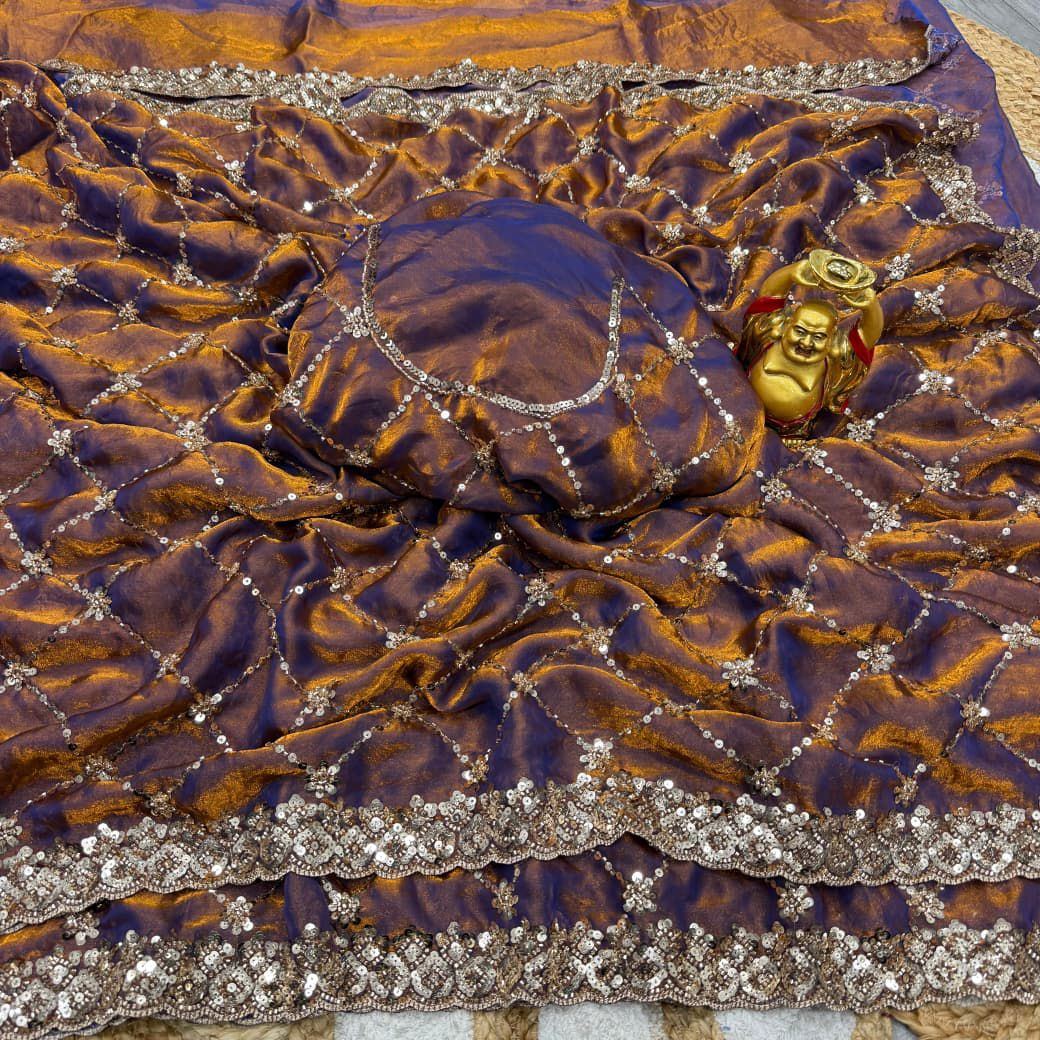 Designer Handwork Saree with cutdana work