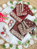Wedding Special Pure Soft Rangoli Silk Embroidery Sequence Work Saree