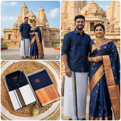 Couple Silk Saree& Cotton Dhoti Combos(His and Her Combos)